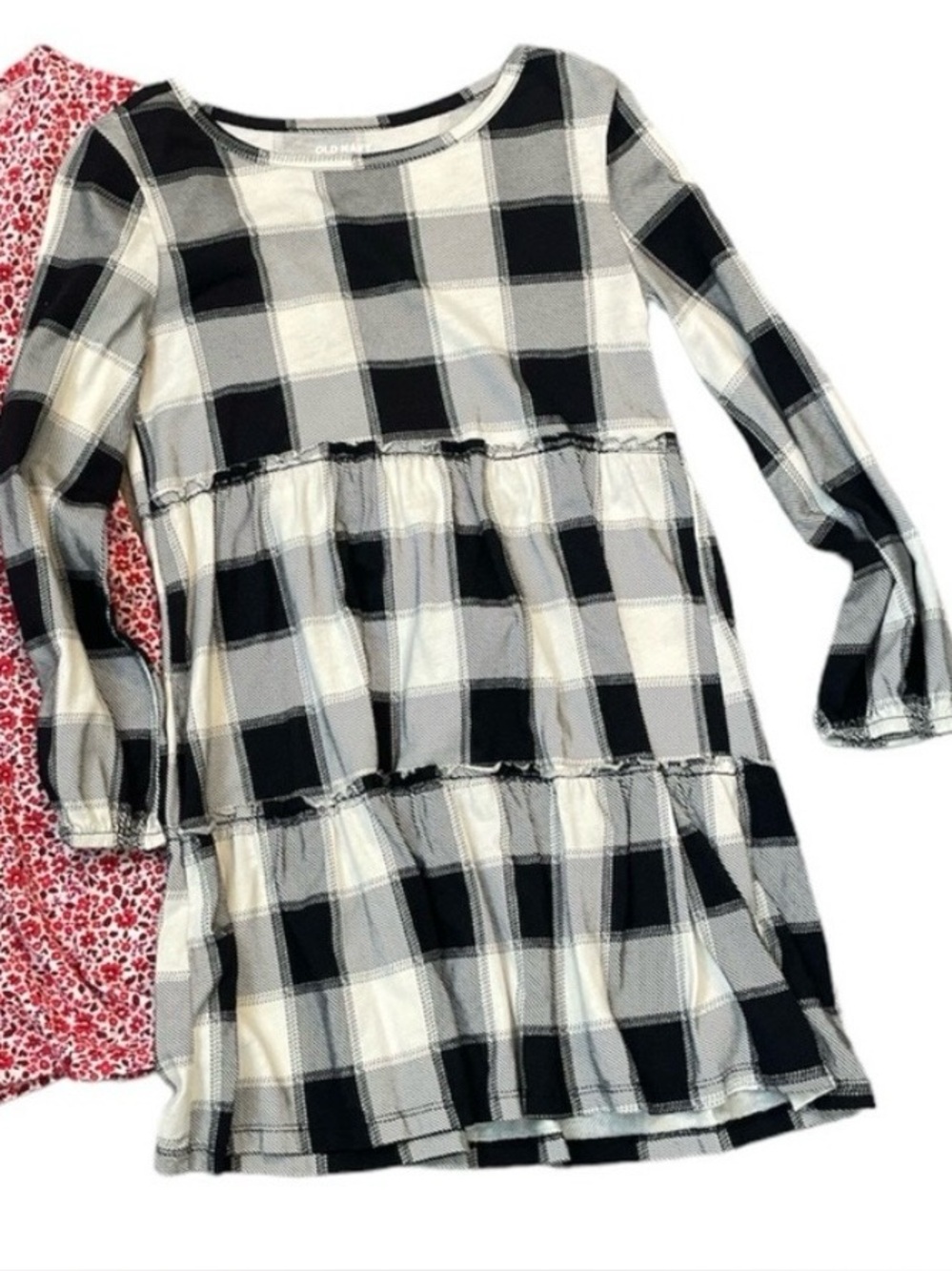 Long Sleeve Flare Dress Old Navy Buffalo Check Size M(8)